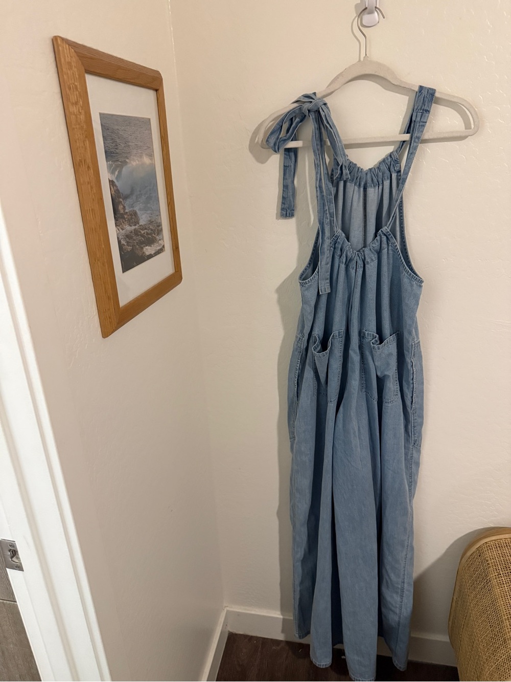Free People Light Blue Denim Wide-Leg Jumpsuit - Picture 5 of 7